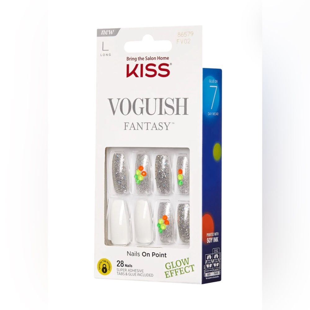 KISS VOGUISH FANTASY After Glow Long Press On Nails New In Box Festival Party